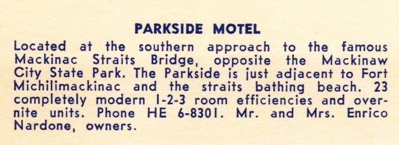 Parkside Inn (Parkside Motel) - Vintage Postcard